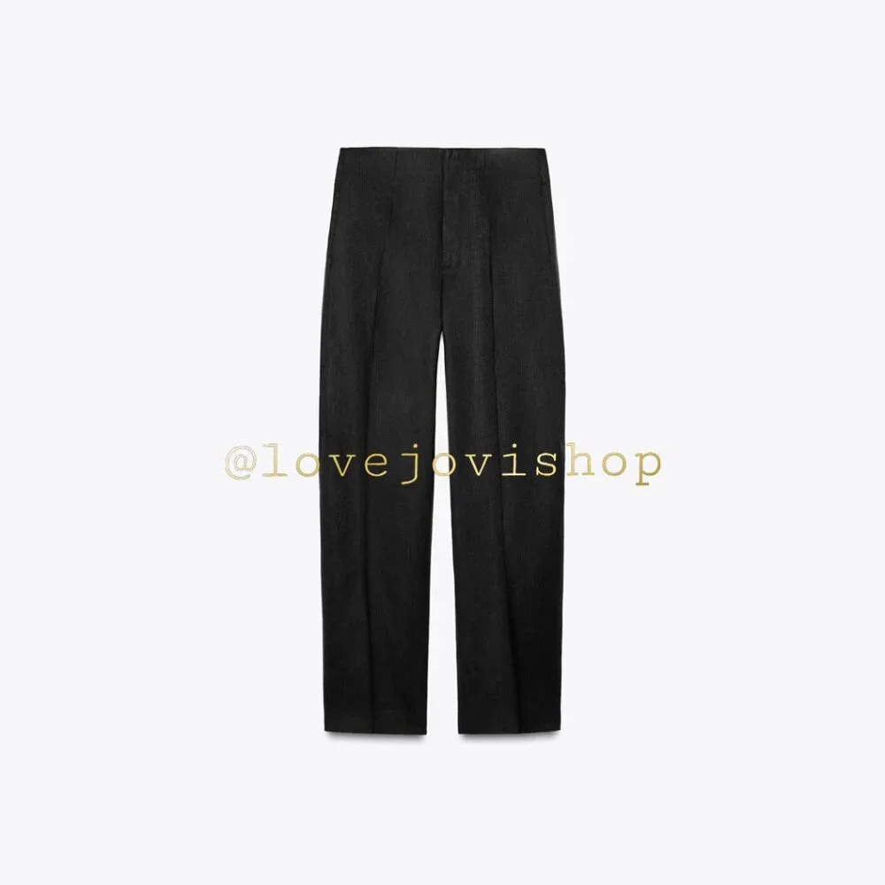 Minimalist | ZARA Linen Pleated Wide Leg Pants | Black Summer Breathable NWT | S